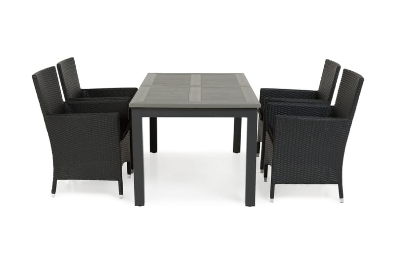 Ruokailuryhmä Monaco 152-210 cm 4 Thor tuolia, Musta/Musta