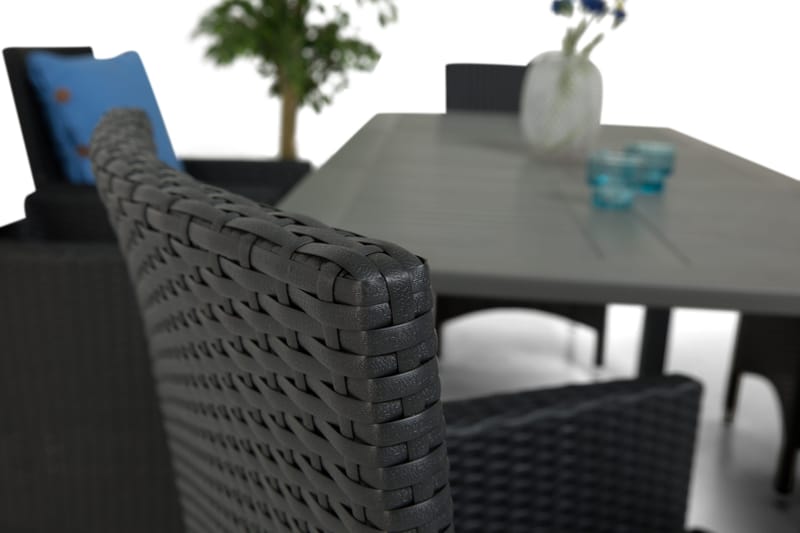 Ruokailuryhmä Monaco 152-210 cm 6 Thor tuolia - Musta/Musta - Puutarhakalusteet - Ulkoryhmä - Ruokailuryhmät ulos