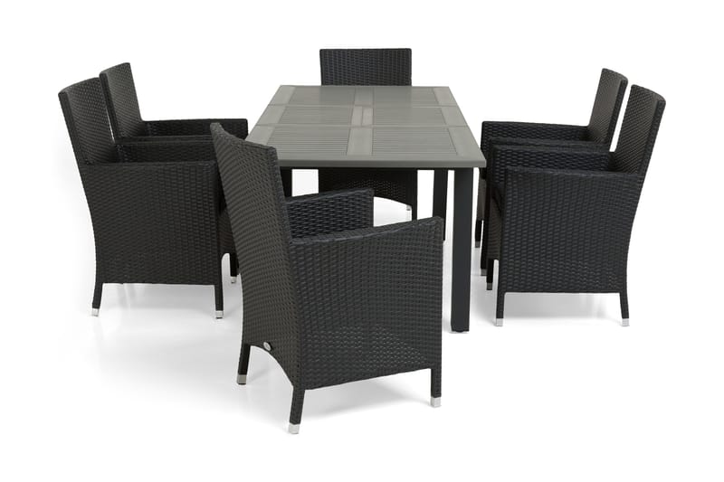 Ruokailuryhmä Monaco 152-210 cm 6 Thor tuolia, Musta/Musta