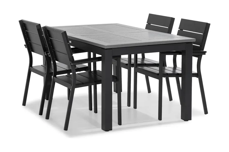 Ruokailuryhmä Monaco 152-210x90 + 4 Tunis tuolia, Musta