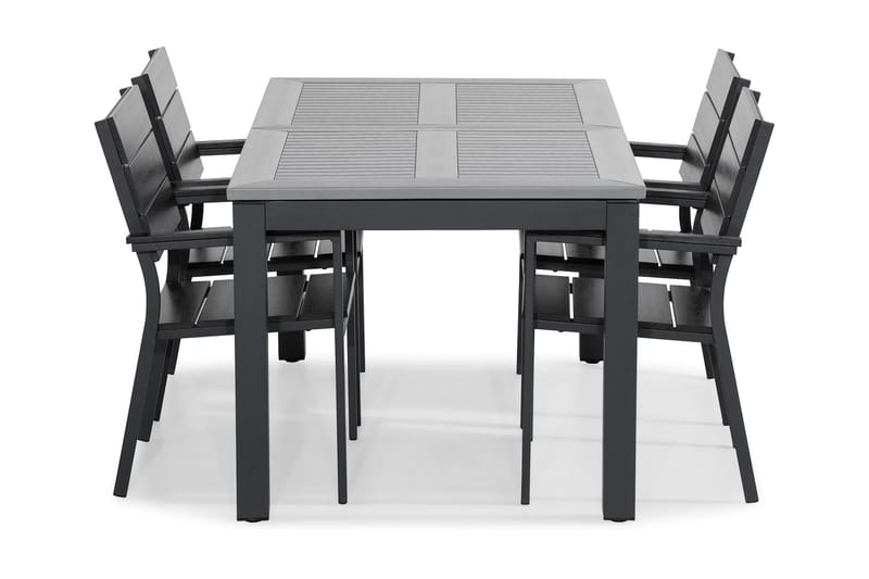 Ruokailuryhmä Monaco 152-210x90 + 4 Tunis tuolia - Musta - Puutarhakalusteet - Ulkoryhmä - Ruokailuryhmät ulos