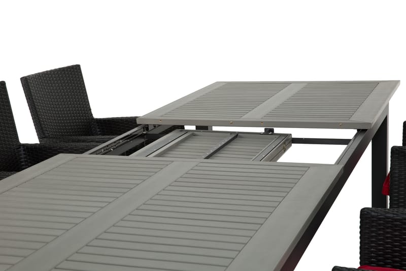 Ruokailuryhmä Monaco 220-280 cm + 6 Thor Nojatuolia - Musta/Musta - Puutarhakalusteet - Ulkoryhmä - Ruokailuryhmät ulos