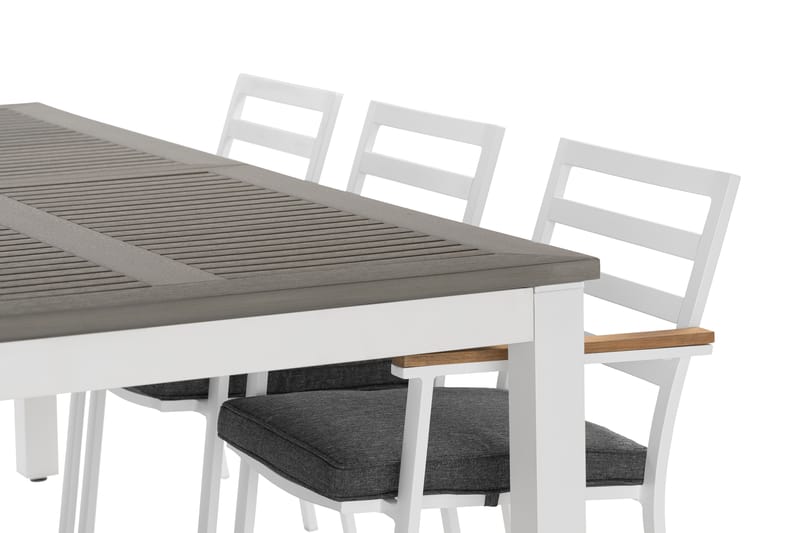 Ruokailuryhmä Monaco 220-280 cm 6 Oliver ruokatuolia - Alumiini/Valkoinen - Puutarhakalusteet - Ulkoryhmä - Ruokailuryhmät ulos