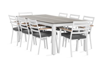 Ruokailuryhmä Monaco 220-280 cm 8 Oliver ruokatuolia - Alumiini/Valkoinen - Puutarhakalusteet - Ulkoryhmä - Ruokailuryhmät ulos