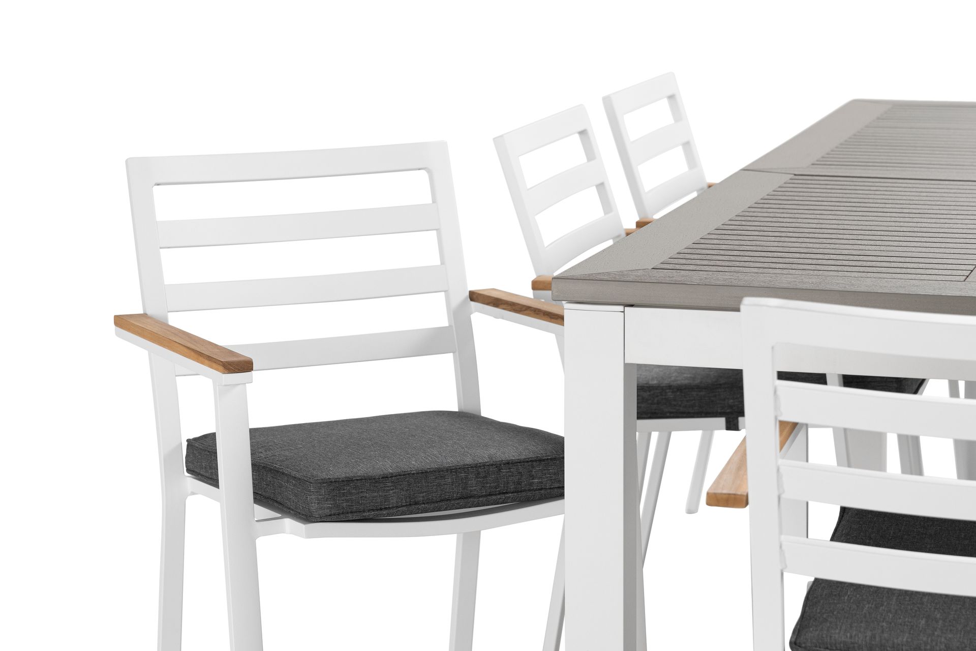 Ruokailuryhmä Monaco 220-280 cm 8 Oliver ruokatuolia - Alumiini/Valkoinen - Puutarhakalusteet - Ulkoryhmä - Ruokailuryhmät ulos