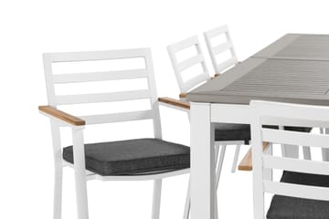 Ruokailuryhmä Monaco 220-280 cm 8 Oliver ruokatuolia - Alumiini/Valkoinen - Puutarhakalusteet - Ulkoryhmä - Ruokailuryhmät ulos