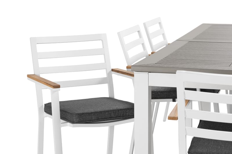 Ruokailuryhmä Monaco 220-280 cm 8 Oliver ruokatuolia - Alumiini/Valkoinen - Puutarhakalusteet - Ulkoryhmä - Ruokailuryhmät ulos