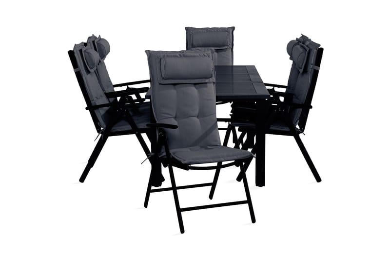 Ruokailuryhmä Monaco 90x152-210 + 6 Maggie Säätötuolia pehm, Musta/Harmaa