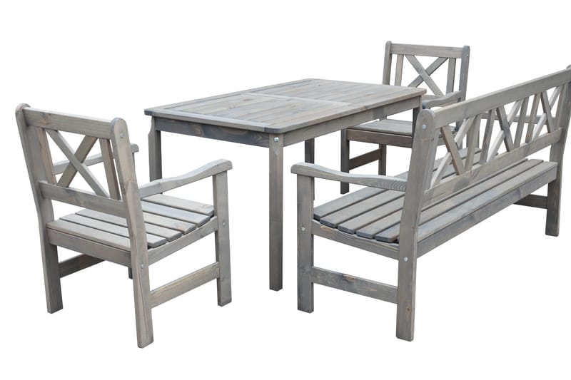 Ruokailuryhmä Olivo + 2 tuolia + penkki - Harmaa - Puutarhakalusteet - Ulkoryhmä - Ruokailuryhmät ulos