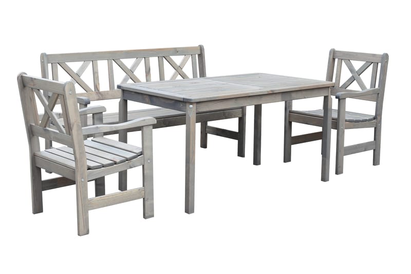 Ruokailuryhmä Olivo + 2 tuolia + penkki, Harmaa