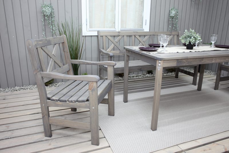 Ruokailuryhmä Olivo + 2 tuolia + penkki - Harmaa - Puutarhakalusteet - Ulkoryhmä - Ruokailuryhmät ulos