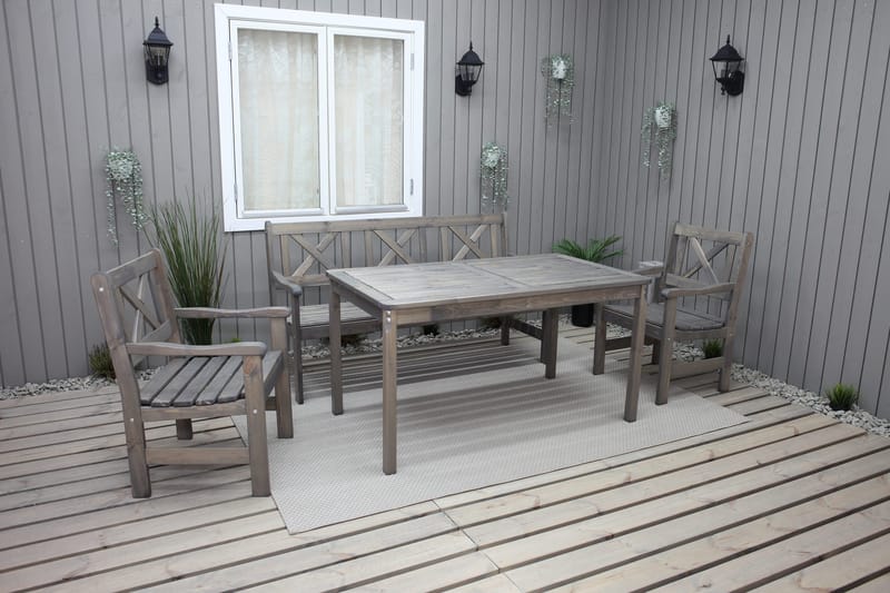 Ruokailuryhmä Olivo + 2 tuolia + penkki - Harmaa - Puutarhakalusteet - Ulkoryhmä - Ruokailuryhmät ulos