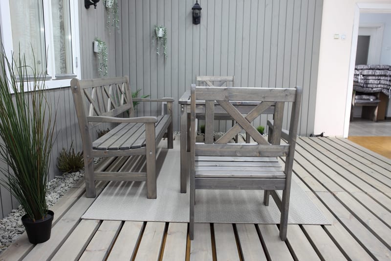 Ruokailuryhmä Olivo + 2 tuolia + penkki - Harmaa - Puutarhakalusteet - Ulkoryhmä - Ruokailuryhmät ulos