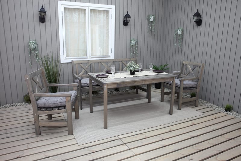 Ruokailuryhmä Olivo + 2 tuolia + penkki - Harmaa - Puutarhakalusteet - Ulkoryhmä - Ruokailuryhmät ulos