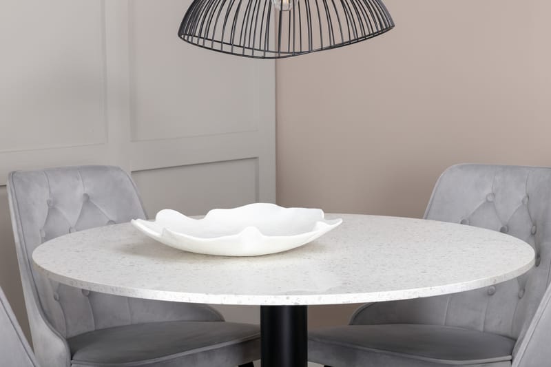 Ruokailuryhmä Razzia Pyöreä 106 cm 4 Velvet Lyx tuolia - Valkoinen/Musta - Puutarhakalusteet - Ulkoryhmä - Ruokailuryhmät ulos