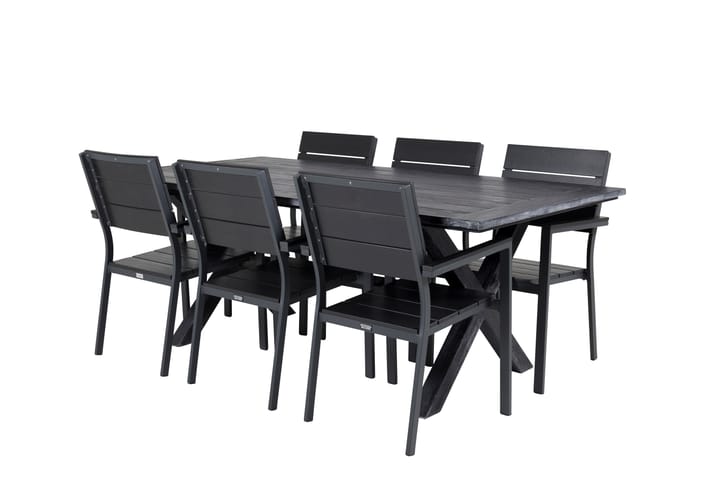 Ruokailuryhmä Rives 200 cm 6 Levels tuolia Musta - Venture Home - Ruokailuryhmät ulos