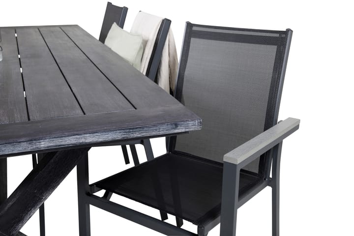 Ruokailuryhmä Rives 200 cm 6 Parma tuolia Musta - Venture Home - Ruokailuryhmät ulos
