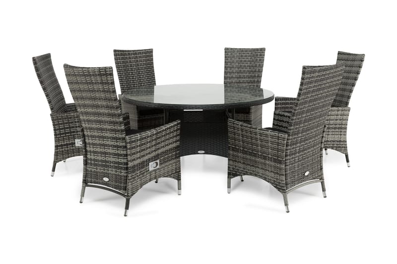 Ruokailuryhmä Round Ø140 + 6 Jenny Säädettävä Nojatuoli, Musta/Harmaa