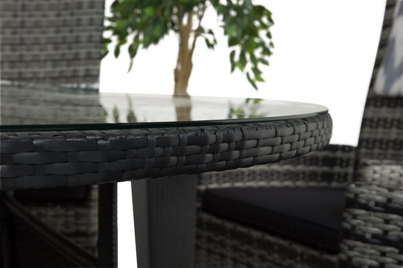 Ruokailuryhmä Round Ø140 + 6 Jenny Säädettävä Nojatuoli - Musta/Harmaa - Puutarhakalusteet - Ulkoryhmä - Ruokailuryhmät ulos