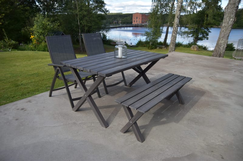 Ruokailuryhmä Scottsdale 150 cm + 2 Solanum tuolia - Harmaa - Puutarhakalusteet - Ulkoryhmä - Ruokailuryhmät ulos