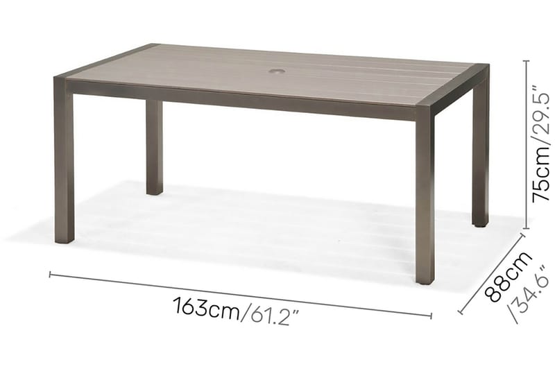 Ruokailuryhmä Solana 160 cm + 4 Säätötuolia - Harmaa - Puutarhakalusteet - Ulkoryhmä - Ruokailuryhmät ulos