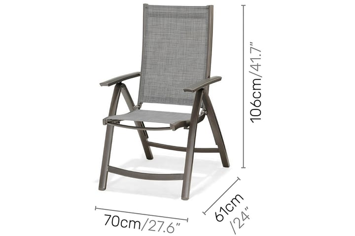 Ruokailuryhmä Solana 160 cm + 4 tuolia + 2 säätötuolia - Harmaa - Ruokailuryhmät ulos