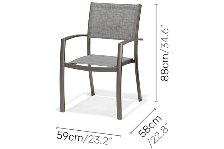Ruokailuryhmä Solana 201 cm + 6 tuolia - Harmaa - Ruokailuryhmät ulos