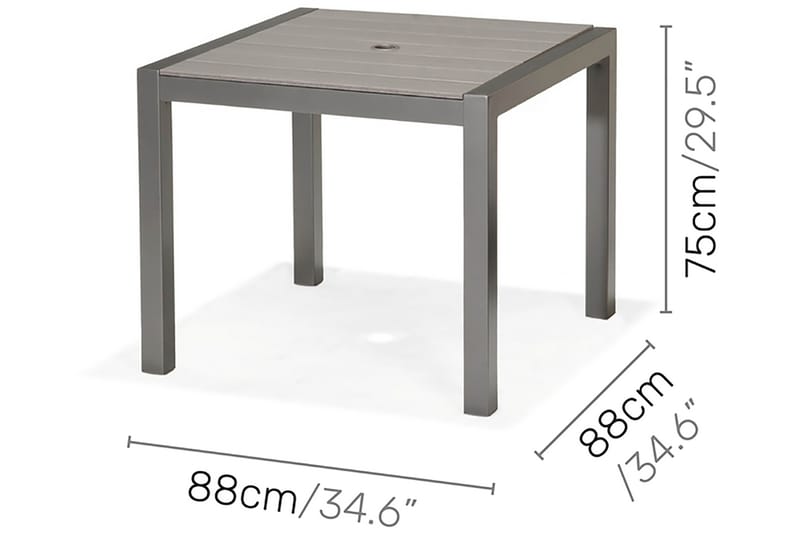 Ruokailuryhmä Solana 88 cm + 4 Säätötuolia - Harmaa - Ruokailuryhmät ulos