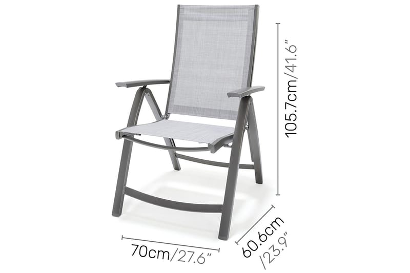 Ruokailuryhmä Solana 88 cm + 4 Säätötuolia - Harmaa - Puutarhakalusteet - Ulkoryhmä - Ruokailuryhmät ulos