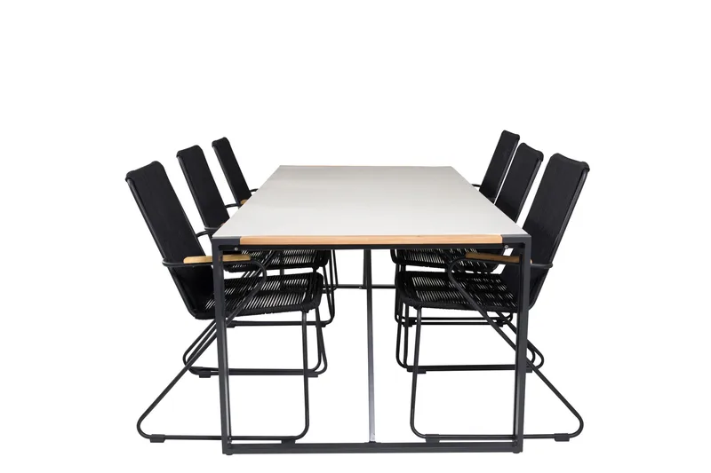 Ruokailuryhmä Texas + 6 Bois Ruokatuolia, Musta/Ruskea