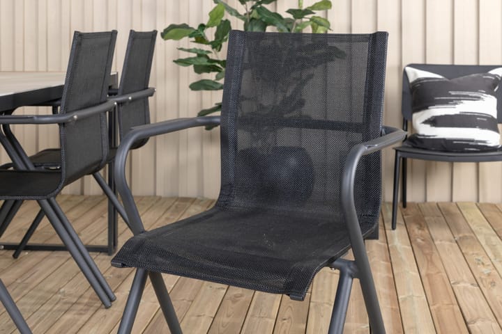Ruokailuryhmä Texas 200 cm 6 Alina tuolia Musta/Harmaa - Venture Home - Ruokailuryhmät ulos