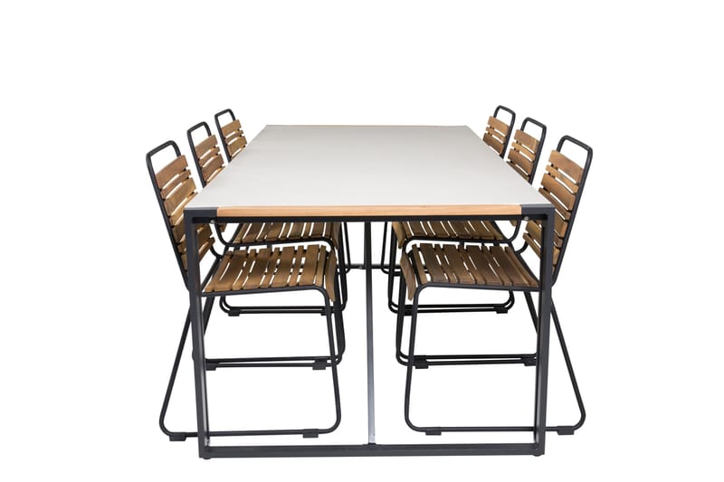 Ruokailuryhmä Texas 200 cm 6 Bois tuolia, Luonnonväri/Musta