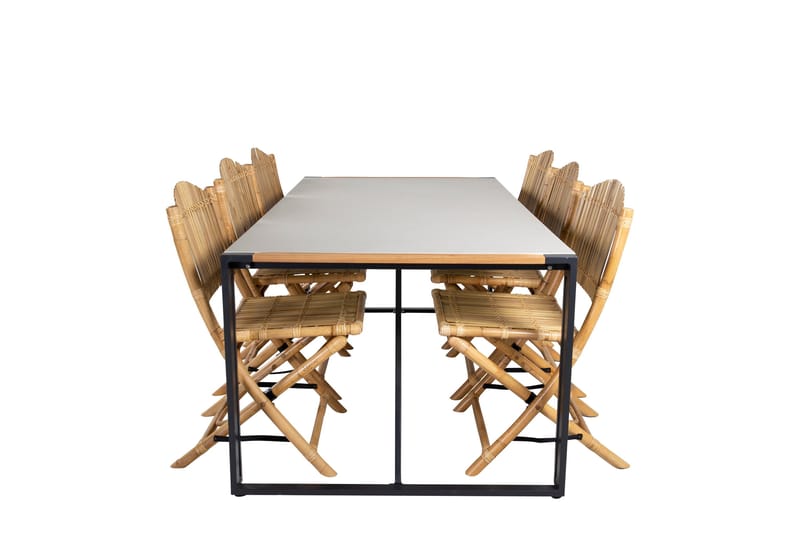 Ruokailuryhmä Texas 200 cm 6 Cane tuolia, Valkoinen