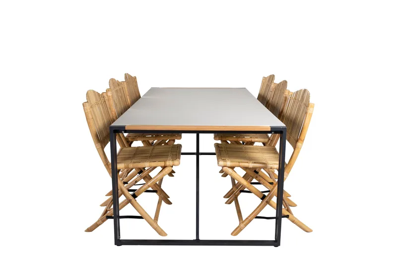 Ruokailuryhmä Texas 200 cm 6 Cane tuolia, Valkoinen