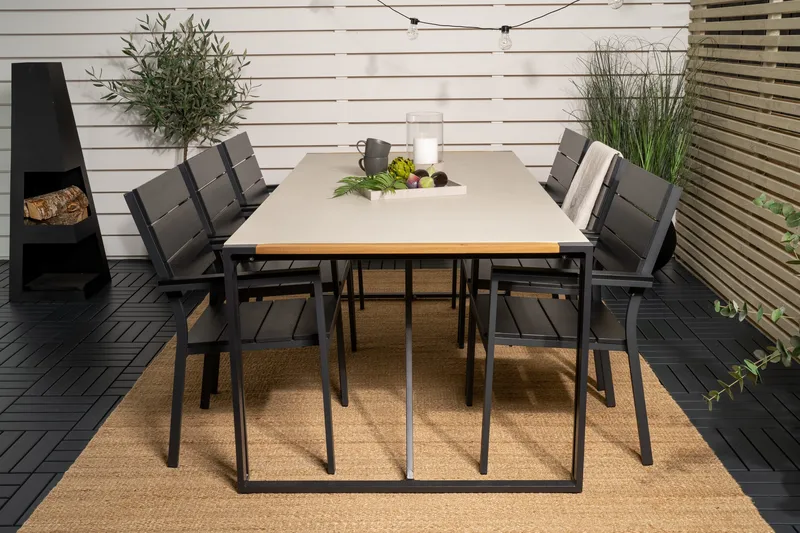 Ruokailuryhmä Texas 200 cm 6 Levels tuolia, Musta