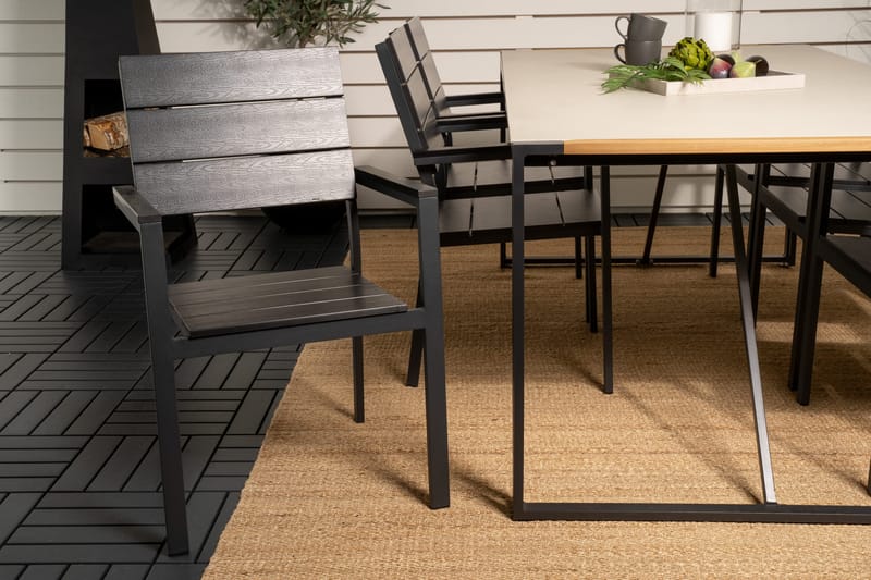 Ruokailuryhmä Texas 200 cm 6 Levels tuolia - Musta - Puutarhakalusteet - Ulkoryhmä - Ruokailuryhmät ulos