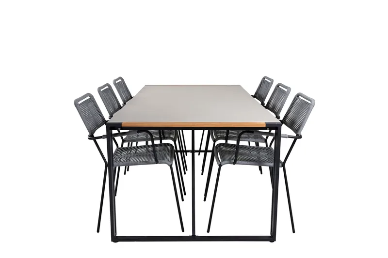 Ruokailuryhmä Texas 200 cm 6 Lindos tuolia, Valkoinen