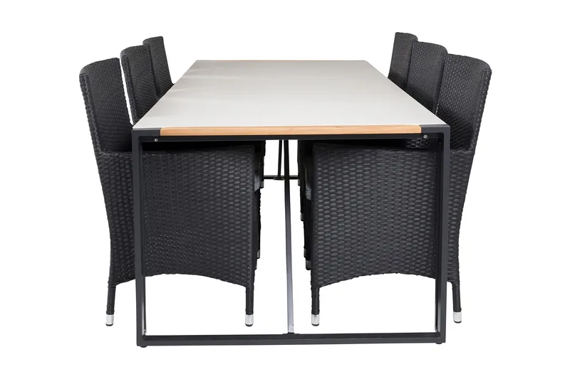 Ruokailuryhmä Texas 200 cm 6 Malin tuolia, Luonnonväri