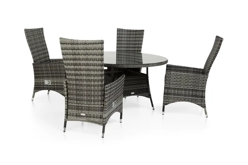 Ruokailuryhmä Thor Ø140 + 4 Jenny Säädettävää Nojatuolia, Harmaa