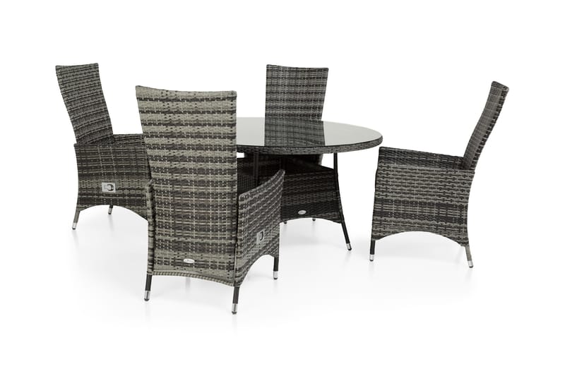 Ruokailuryhmä Thor Ø140 + 4 Jenny Säädettävää Nojatuolia, Harmaa