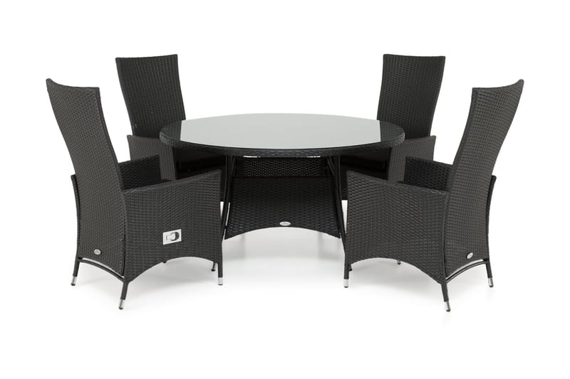 Ruokailuryhmä Thor Ø140 + 4 Jenny Säädettävä Nojatuoli, Musta