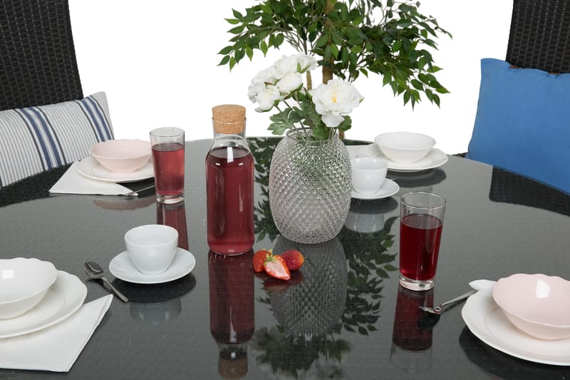 Ruokailuryhmä Thor Ø140 + 4 Jenny Säädettävä Nojatuoli - Musta - Puutarhakalusteet - Ulkoryhmä - Ruokailuryhmät ulos