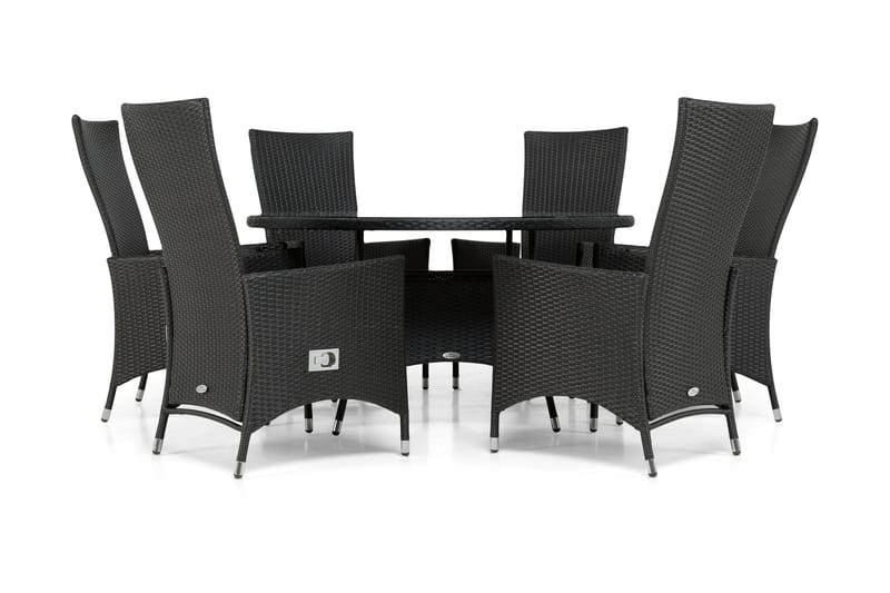 Ruokailuryhmä Thor Ø140 + 6 Jenny Säädettävä Nojatuoli, Musta