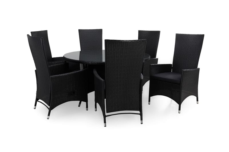 Ruokailuryhmä Thor Ø140 + 6 Jenny Säädettävä Nojatuoli pehmu - Musta/Musta/Harmaa - Puutarhakalusteet - Ulkoryhmä - Ruokailuryhmät ulos