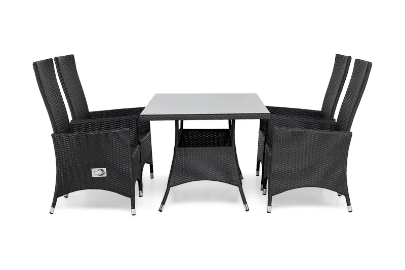 Ruokailuryhmä Thor 140 + 4 Jenny Säädettävä Nojatuoli, Musta/Musta