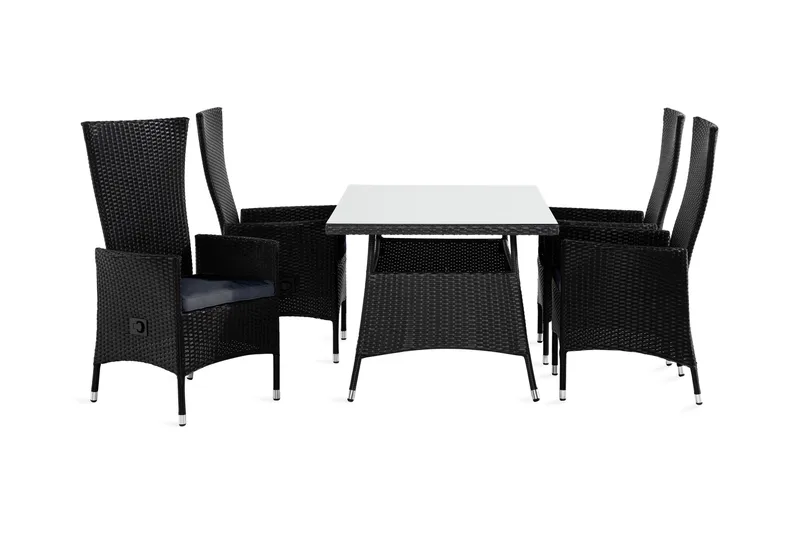 Ruokailuryhmä Thor 140 + 4 Jenny Säädettävä Nojatuoli pehmus, Musta/Musta/Harmaa