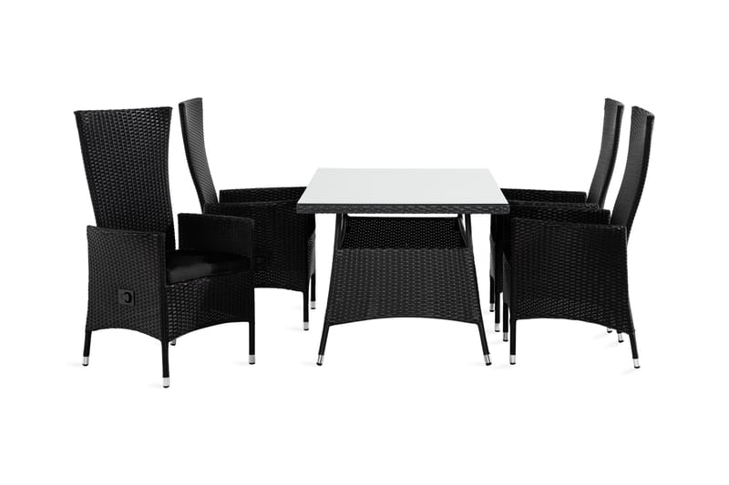 Ruokailuryhmä Thor 140 + 4 Jenny Säädettävä Nojatuoli pehmus, Musta/Musta/Musta