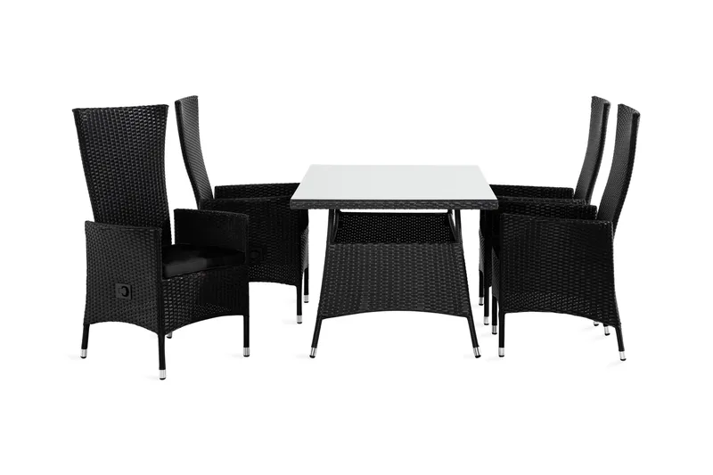 Ruokailuryhmä Thor 140 + 4 Jenny Säädettävä Nojatuoli pehmus, Musta/Musta/Musta