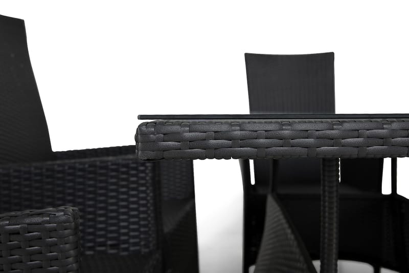 Ruokailuryhmä Thor 140 + 6 Jenny Säädettävä Nojatuoli - Musta/Musta - Puutarhakalusteet - Ulkoryhmä - Ruokailuryhmät ulos