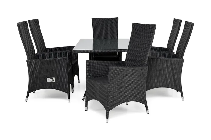 Ruokailuryhmä Thor 140 + 6 Jenny Säädettävä Nojatuoli, Musta/Musta